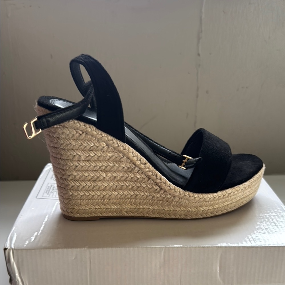 SHEIN Black Wedge Espadrilles